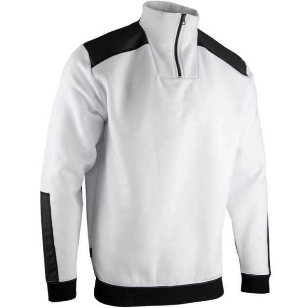 Sweat col camionneur bicolore blanc quart