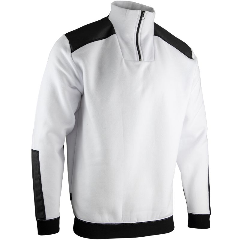 Sweat col camionneur bicolore blanc quart