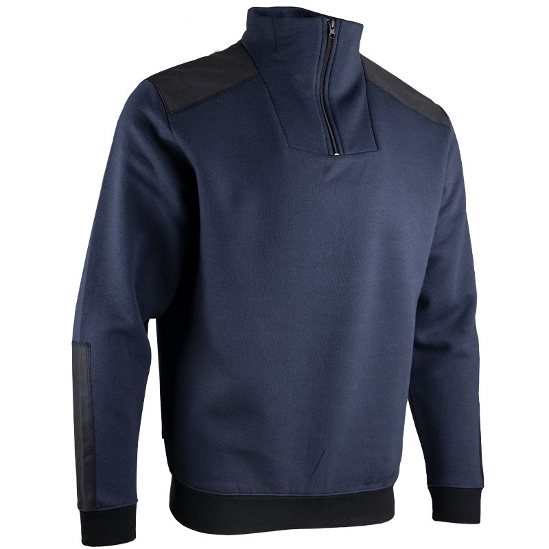 Sweat col camionneur bicolore bleu quart
