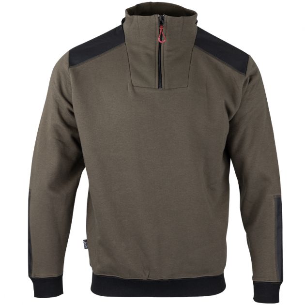 Sweat col camionneur bicolore marron face