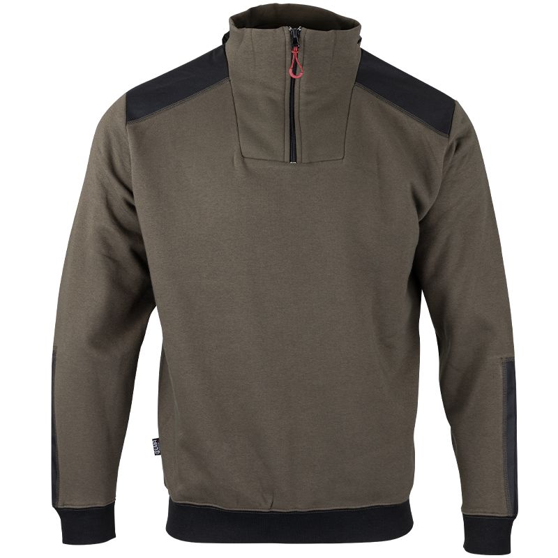 Sweat col camionneur bicolore marron face