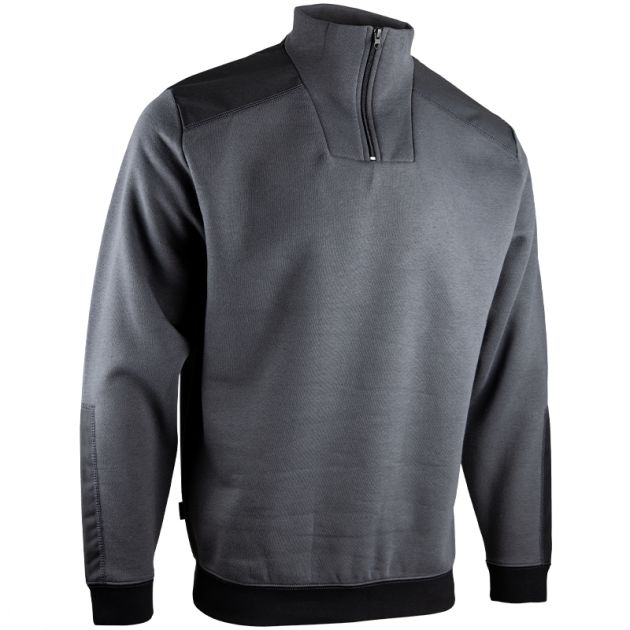 Sweat col camionneur bicolore gris quart