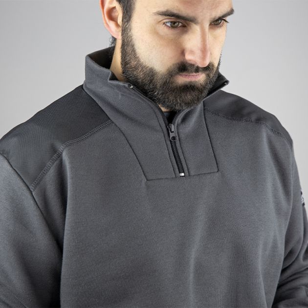 Sweat col camionneur bicolore gris col