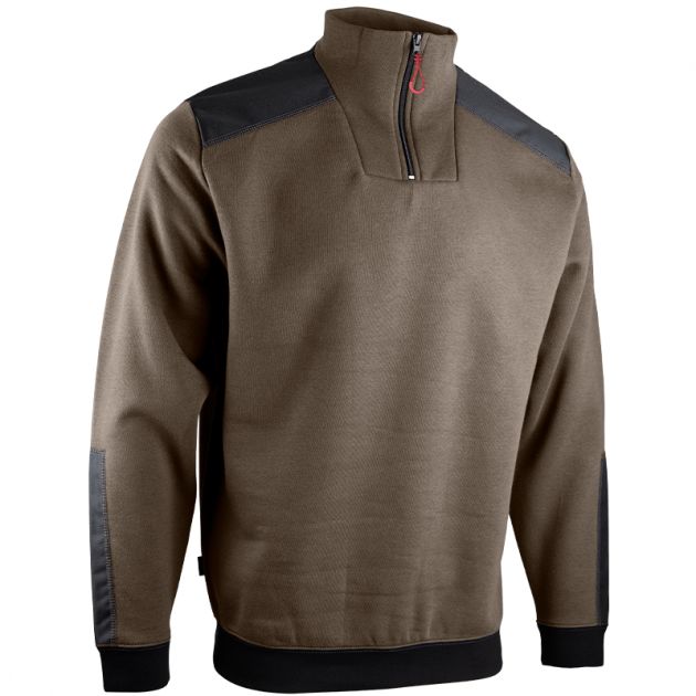 Sweat col camionneur bicolore marron quart