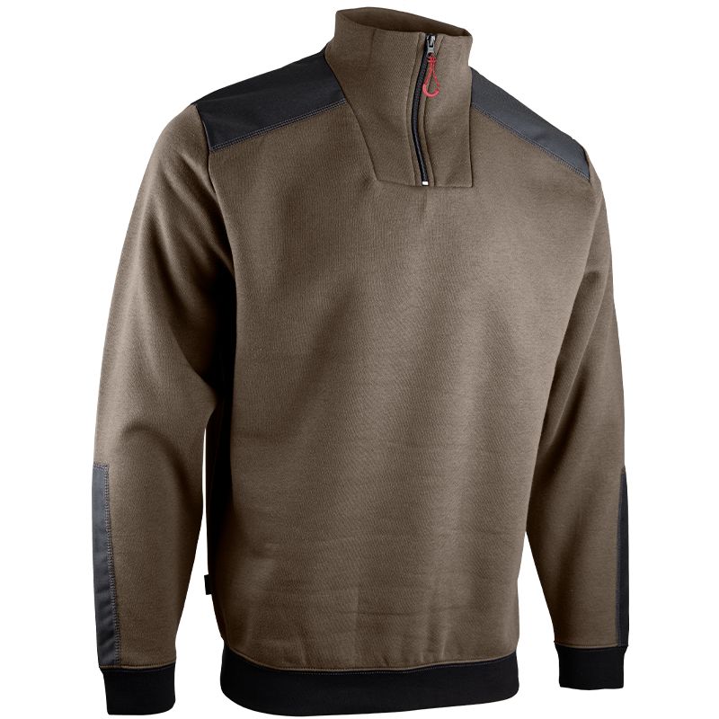 Sweat col camionneur bicolore marron quart