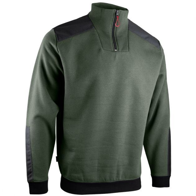 Sweat col camionneur bicolore vert quart