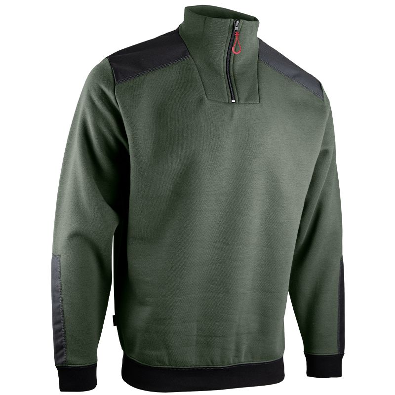 Sweat col camionneur bicolore vert quart