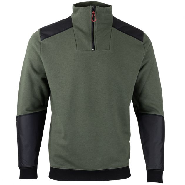 Sweat col camionneur bicolore vert face