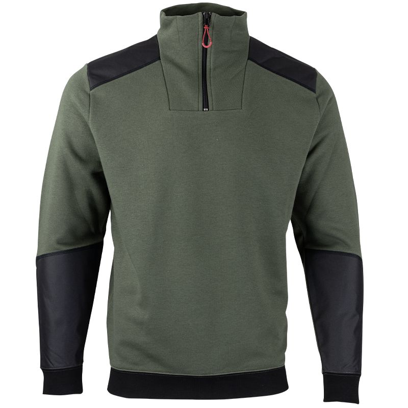 Sweat col camionneur bicolore vert face