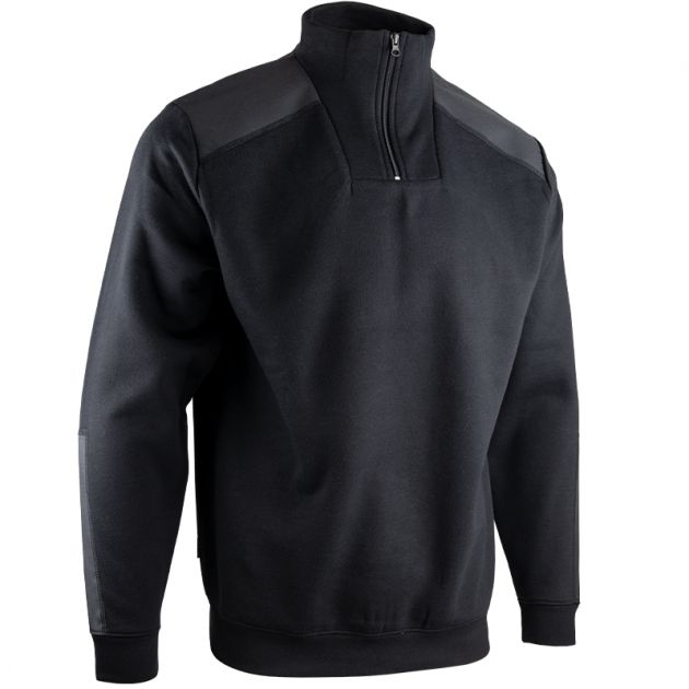 Sweat col camionneur bicolore noir quart