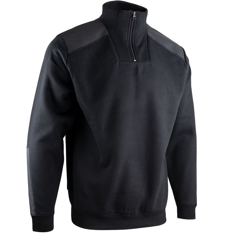 Sweat col camionneur bicolore noir quart