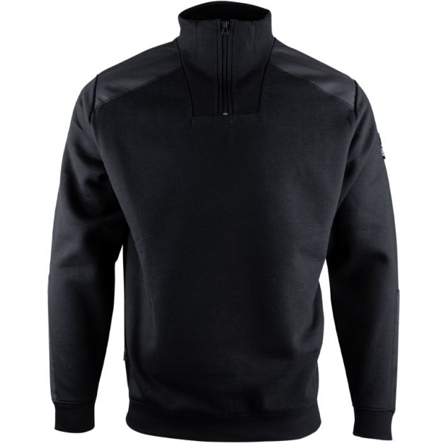 Sweat col camionneur bicolore noir face