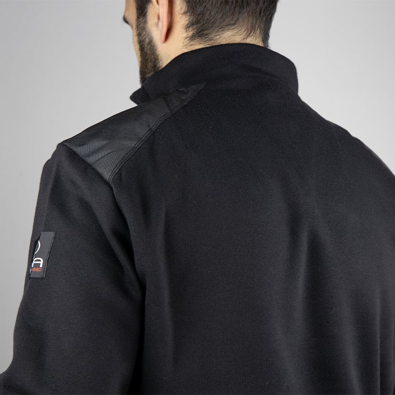 Sweat col camionneur bicolore noir dos