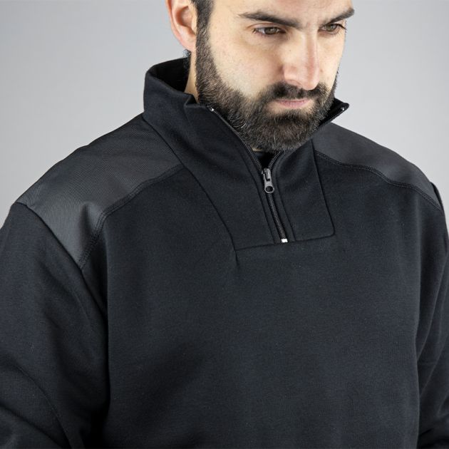 Sweat col camionneur bicolore noir col
