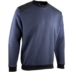 Sweat col camionneur bicolore bleu quart