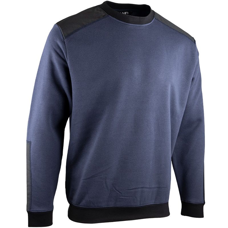 Sweat col camionneur bicolore bleu quart