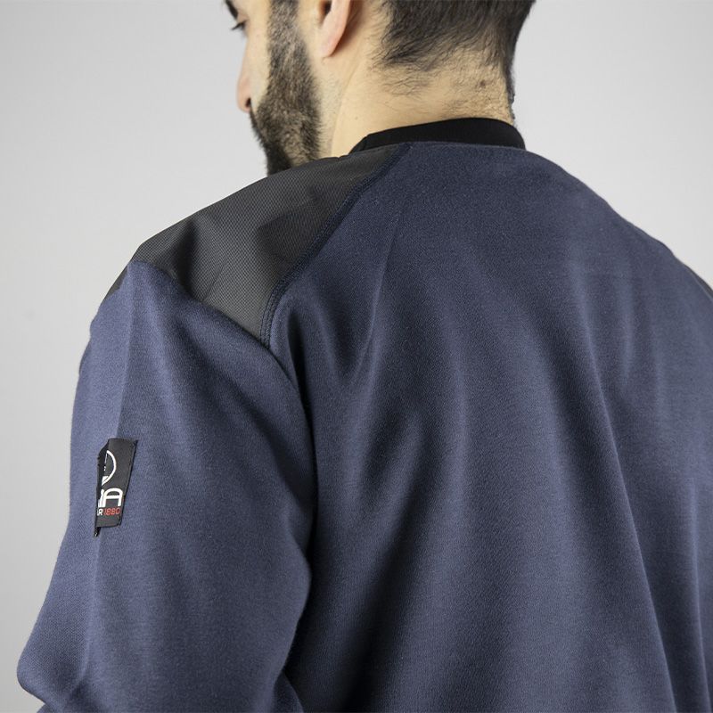 Sweat col camionneur bicolore bleu dos