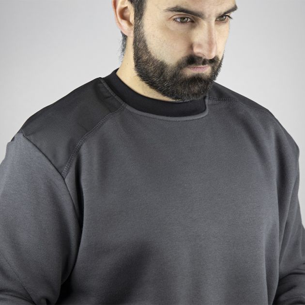 Sweat col camionneur bicolore gris col