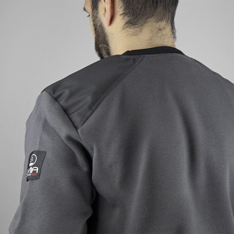 Sweat col camionneur bicolore gris dos