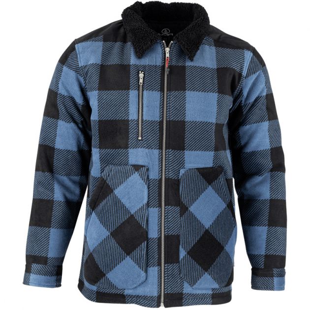 Chemise de travail matelassée à carreaux bicolore bleu face