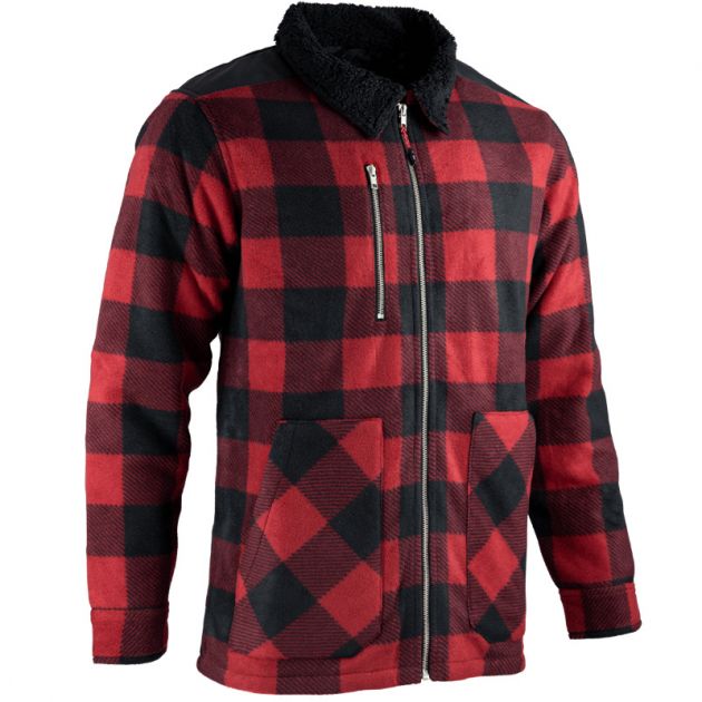 Chemise de travail matelassée à carreaux bicolore rouge quart