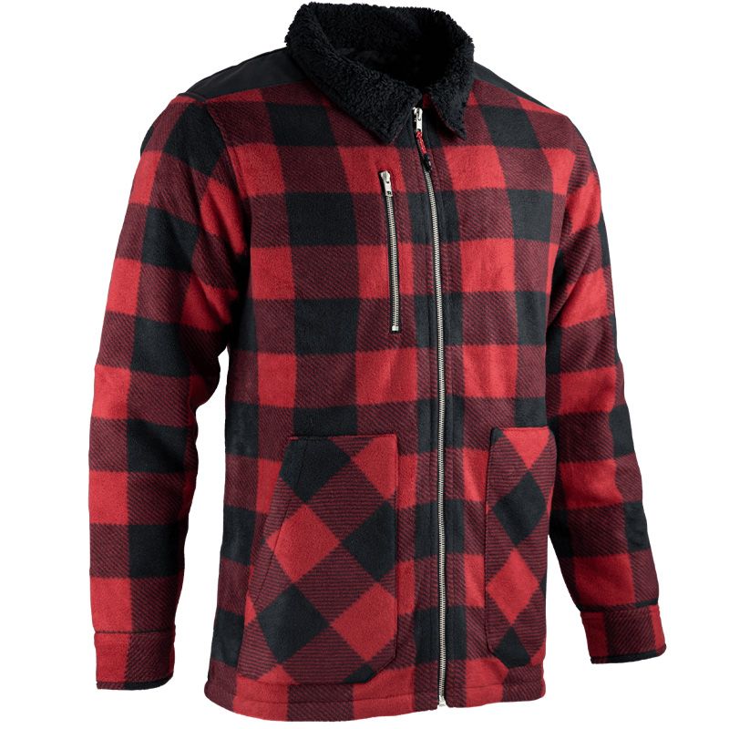 Chemise de travail matelassée à carreaux bicolore rouge quart