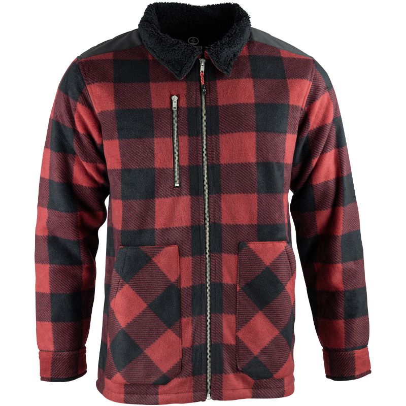 Chemise de travail matelassée à carreaux bicolore rouge face