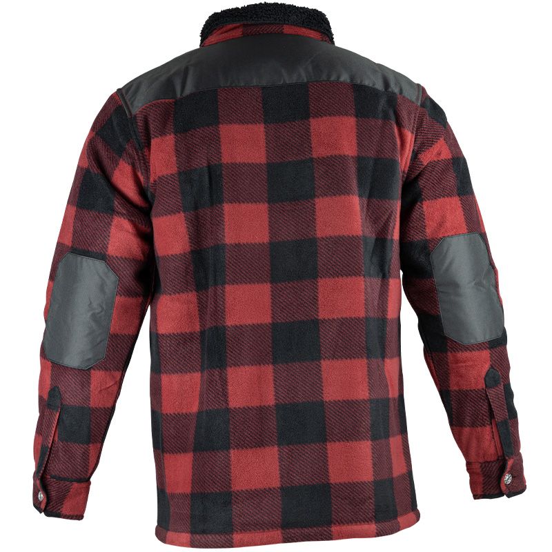 Chemise de travail matelassée à carreaux bicolore rouge dos