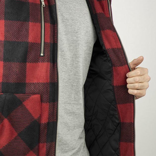 Chemise de travail matelassée à carreaux bicolore rouge matelassage