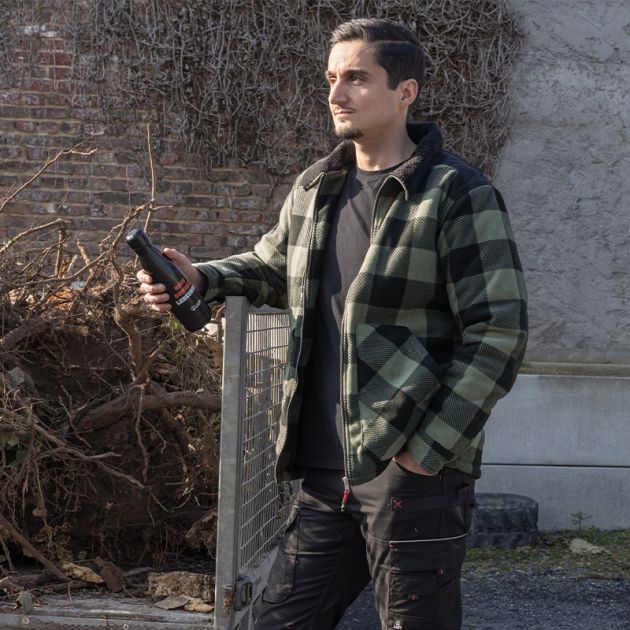 Chemise de travail matelassée à carreaux bicolore gris ambiance