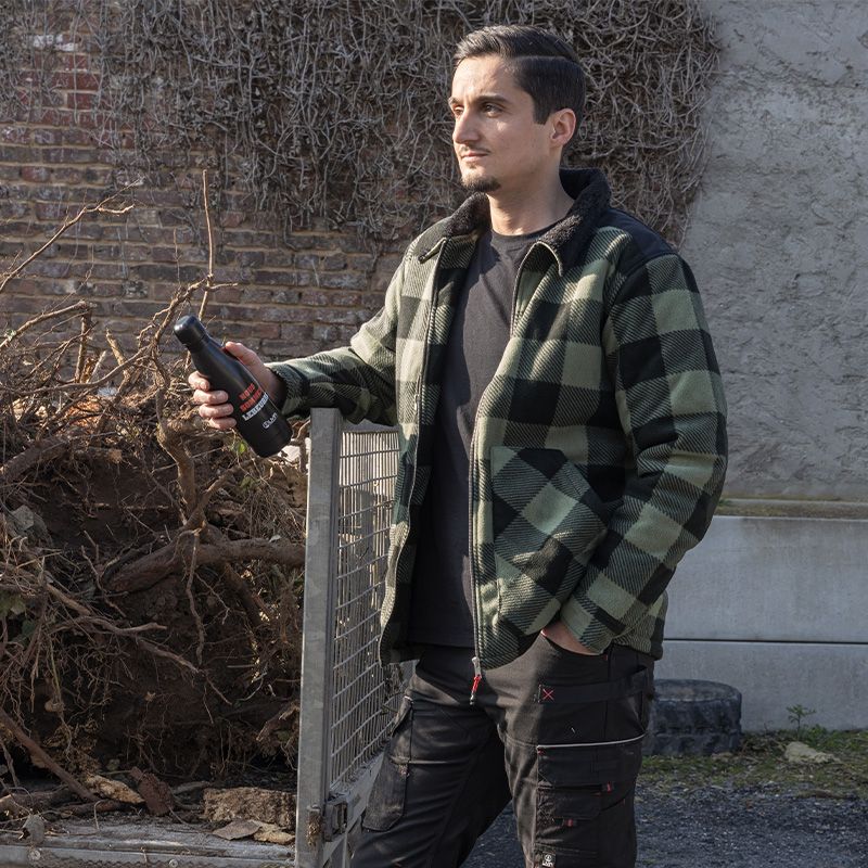 Chemise de travail matelassée à carreaux bicolore gris ambiance