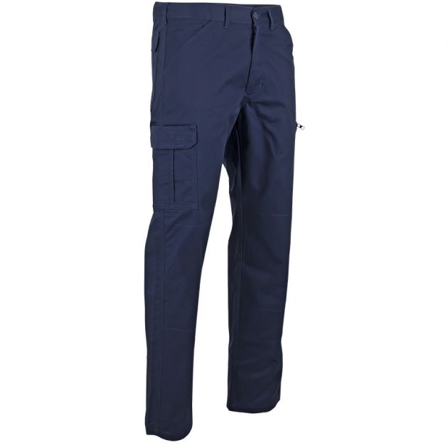 Pantalon braguette zippée multipoches bleu quart