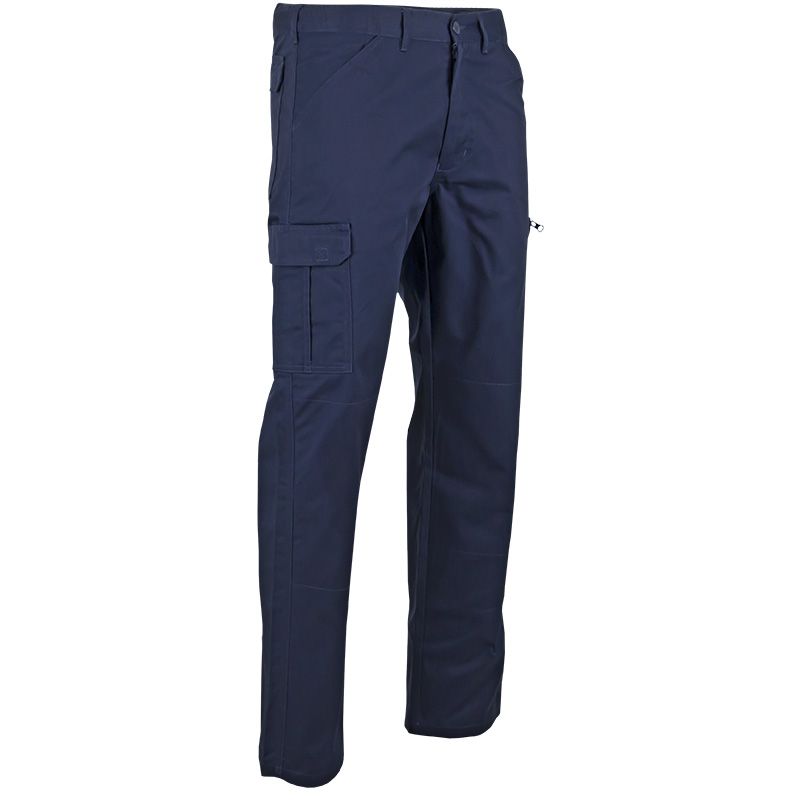 Pantalon braguette zippée multipoches bleu quart