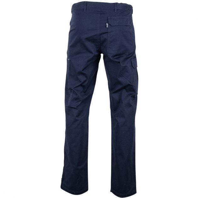 Pantalon braguette zippée multipoches bleu dos