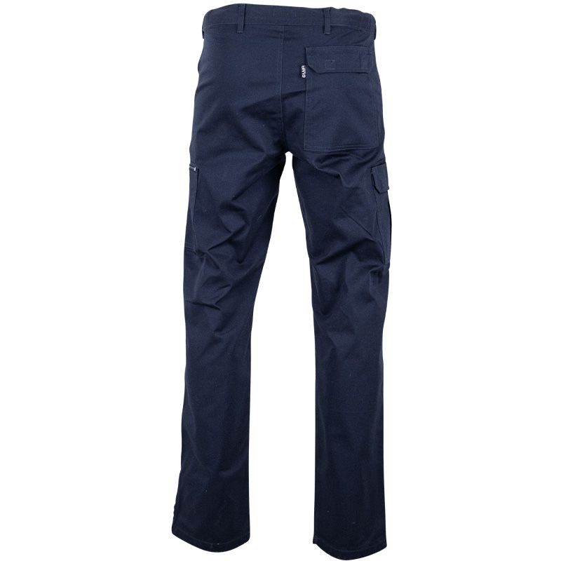 Pantalon braguette zippée multipoches bleu dos