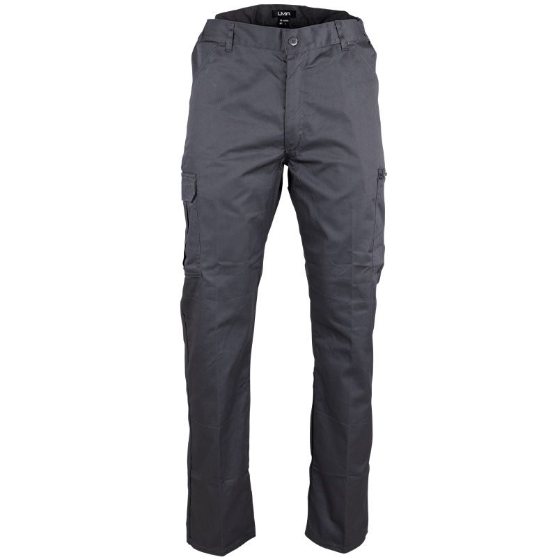 Pantalon braguette zippée multipoches gris face