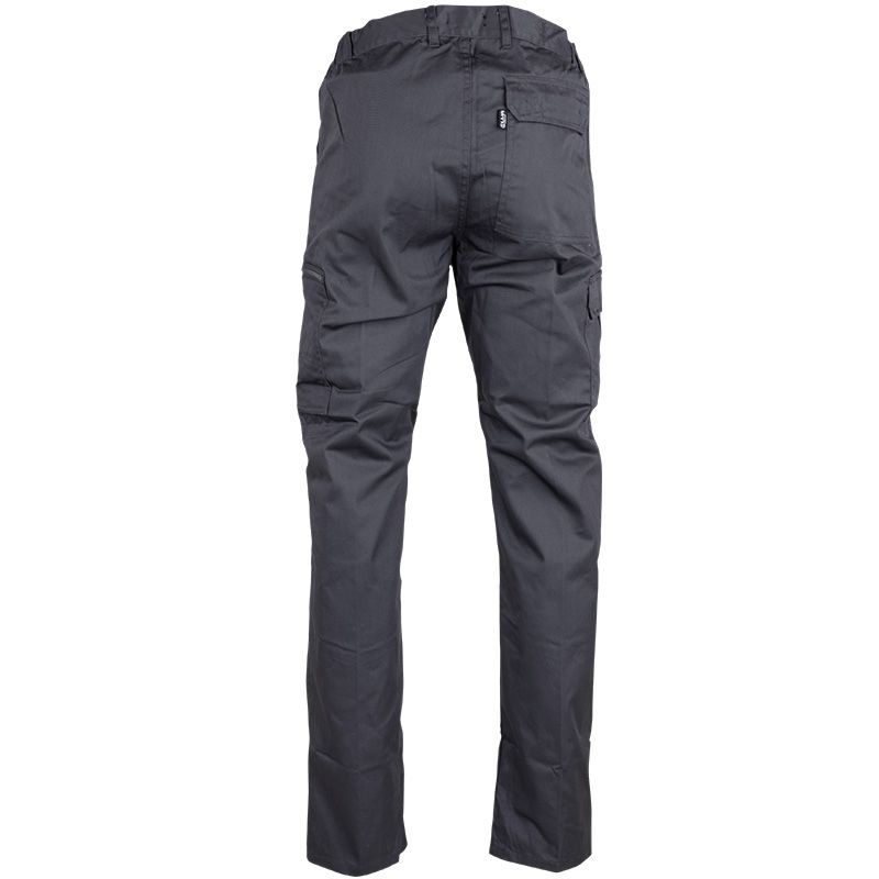 Pantalon braguette zippée multipoches gris dos
