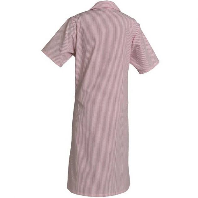 Blouse de travail manches courtes polycoton rayé rose