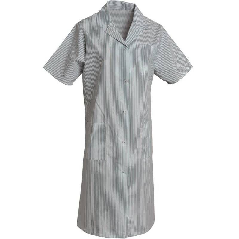 Blouse de travail manches courtes polycoton rayé vert