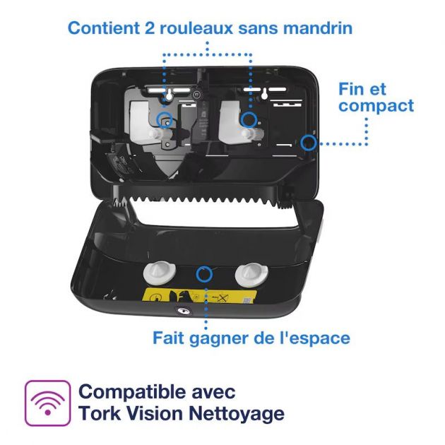 Distributeur pour papier toilette sans mandrin mid size Tork T7 Distributeur pour papier toilette sans mandrin mid size Tork T7