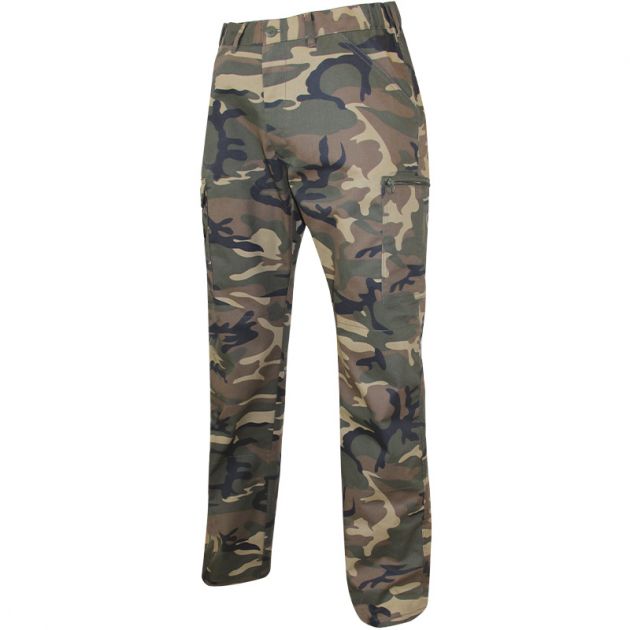 Pantalon bicolore braguette zippée camouflage quart