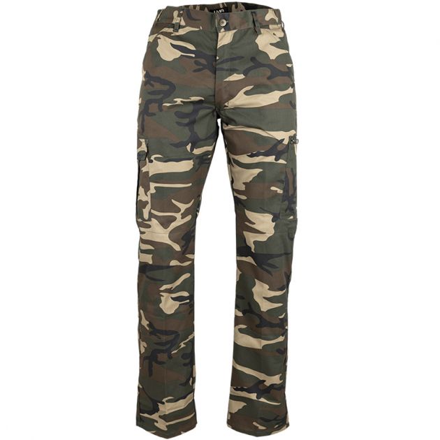 Pantalon bicolore braguette zippée camouflage face