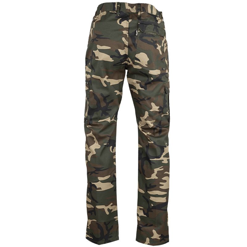 Pantalon bicolore braguette zippée camouflage dos