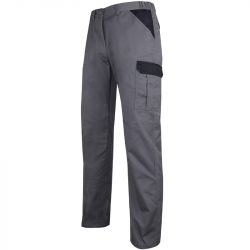 Pantalon bicolore braguette zippée gris