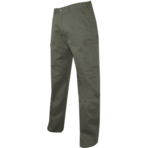 Pantalon bicolore braguette zippée kaki