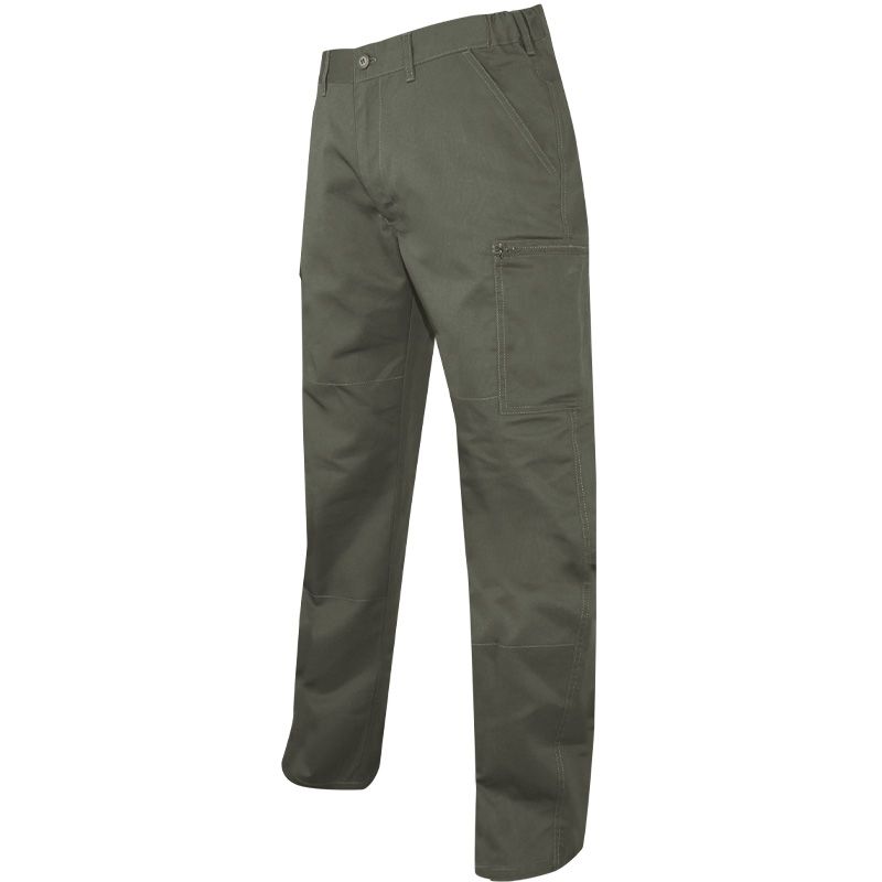 Pantalon bicolore braguette zippée kaki