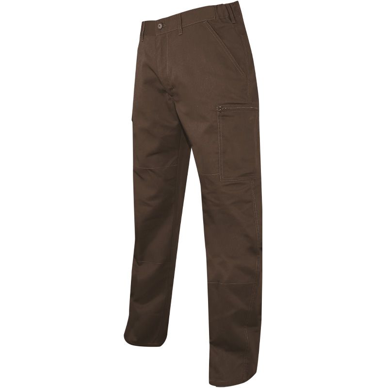 Pantalon bicolore braguette zippée marron