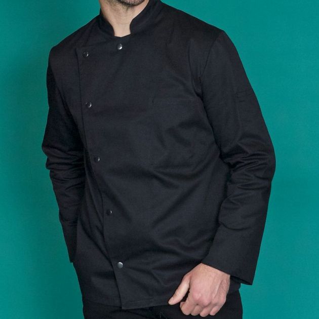 Veste cuisine noir face ambiance