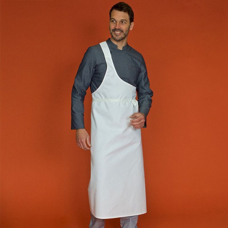 Tablier boucher blanc 100% coton mannequin