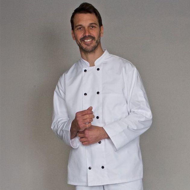 Veste manches longues 50% poly 50% Blanc porté mannequin